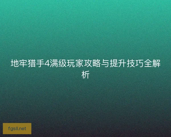 地牢猎手4满级玩家攻略与提升技巧全解析