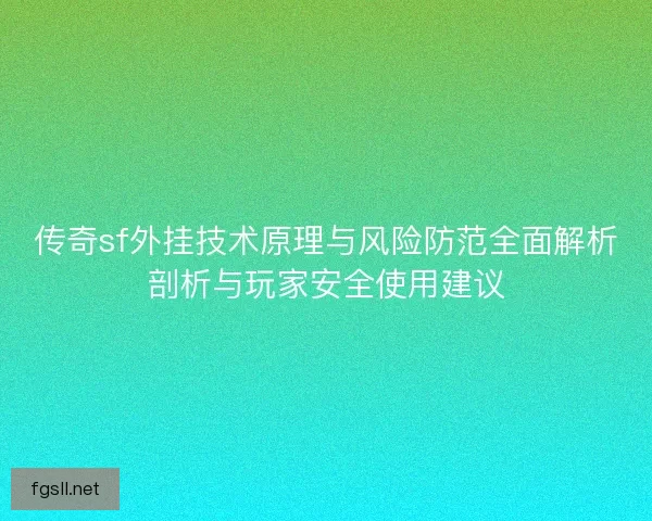 传奇sf外挂技术原理与风险防范全面解析剖析与玩家安全使用建议