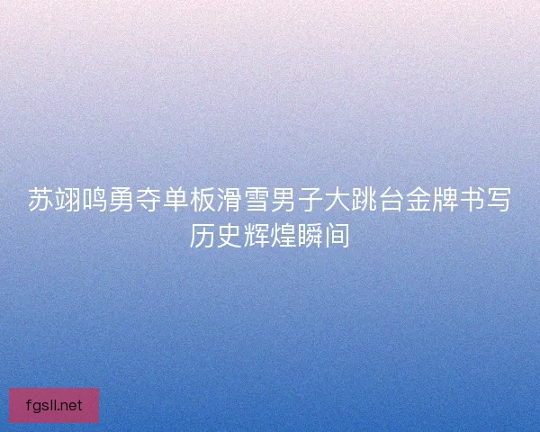 苏翊鸣勇夺单板滑雪男子大跳台金牌书写历史辉煌瞬间