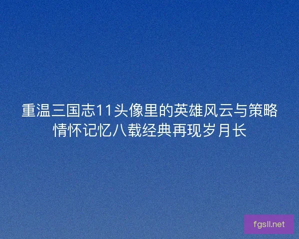 重温三国志11头像里的英雄风云与策略情怀记忆八载经典再现岁月长