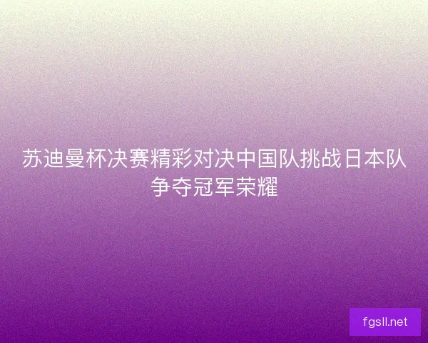 苏迪曼杯决赛精彩对决中国队挑战日本队争夺冠军荣耀
